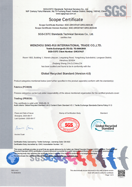 GRS recyclable and ISO9001 certified sustainable synthetic leather manufacturer China